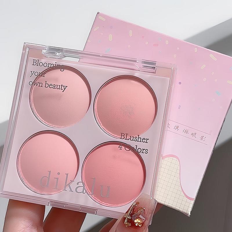 1 Box Long Lasting 4 Color Blush Palette, Lightweight Powder Blush, Cheeks Contour Blush Pressed Powder, Natural Look Blush for Daily Makeup, Cosmetic Gift, Christmas Gift