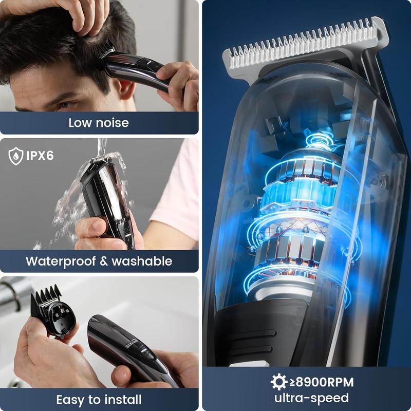 Beard Trimmer for Men SHPAVVER,17-Pc Set Rechargeable Hair Clippers Kit with Safety Lock,Mens Grooming Kit for Hair Beard Body & Nose,Gifts for Men