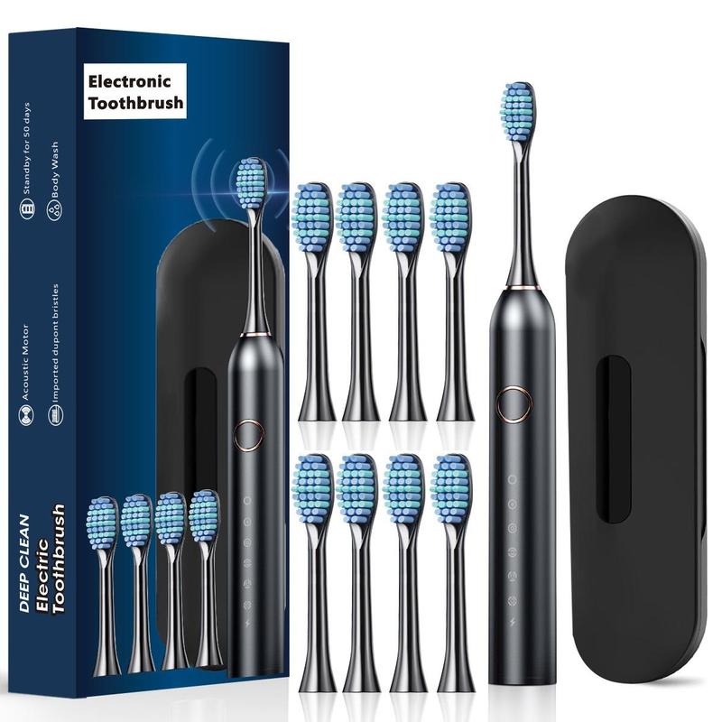 Portable Electric Toothbrush Set, 1 Box Multifunctional Electric Toothbrush & Replacement Brush Head & Travel Case, Oral Care Product for Home & Travel, Christmas Gift