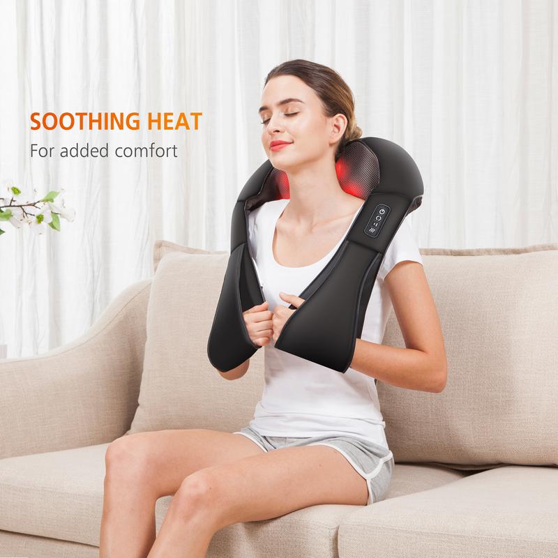 Snailax Shiatsu Neck and Shoulder Massager - Back Massager with Heat, Deep Kneading Electric Massage for Multiple Body Parts