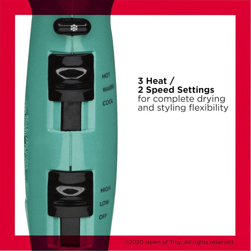 Volume Enhancing Hair Dryer with Diffuser | Volume Curls & Body Styling | 1875W Hair Dryer with Ionic Technology for Salon-like Looks and Less Frizz (Green)