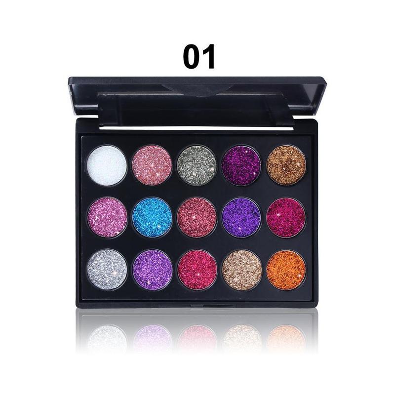 Random Color Eyeshadow Palette, 1 Count 15 Colors Glitter Eyeshadow Palette, Eye Shadow Powder Makeup Pallet