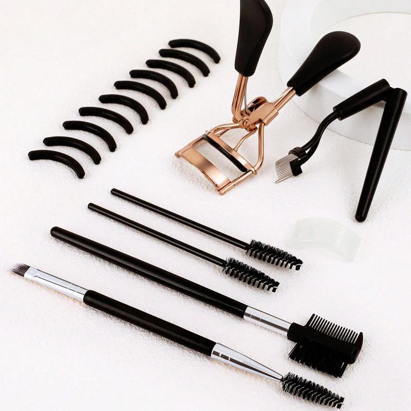 Eyelash & Eyebrow Makeup Tool Kit, 16pcs set Eyelash Curler & Eyebrow Brush & Eyelash Comb & Silicone Pad, Professional Makeup Tools for Women, Makeup Set, Makeup Products, Christmas Gift