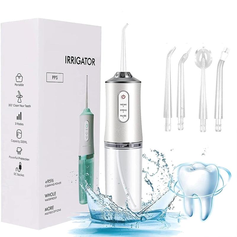 Electric Water Flosser for Teeth, 4 Multifunctional Nozzles, Rechargeable, Perfect for Home Use & Travel