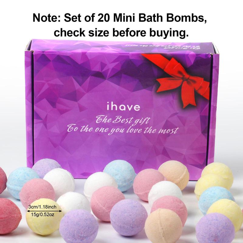 Lavender Bath Bombs, 20pcs box Handmade Bath Bomb Gift Set, Ideal Relaxing Self-care Spa Gifts for Women, Bathbombs Gifts for Birthday, Christmas Gift