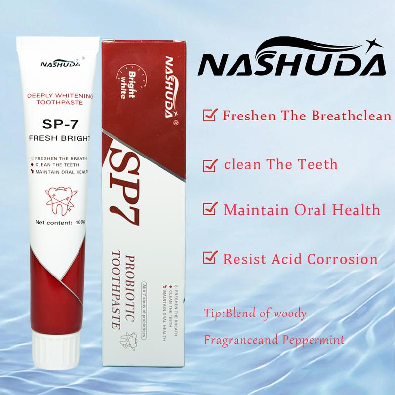 NASHUDA SP-7 DEEPLY WHITENING TOOTHPASTE EnhancedFormulaBalances The OralMicrobiome,Removes Stains, AndProvides Longlasting Fresh Breath