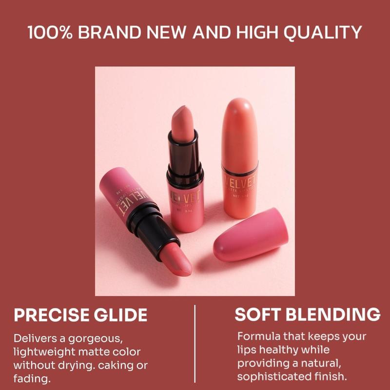 Long Lasting Matte Lipstick (6 Counts set), Moisturizing Matte Lipstick, Suitable for All Occasions Lip Makeup, Girls and Women Makeup Accessories