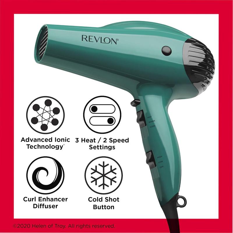 Volume Enhancing Hair Dryer with Diffuser | Volume Curls & Body Styling | 1875W Hair Dryer with Ionic Technology for Salon-like Looks and Less Frizz (Green)