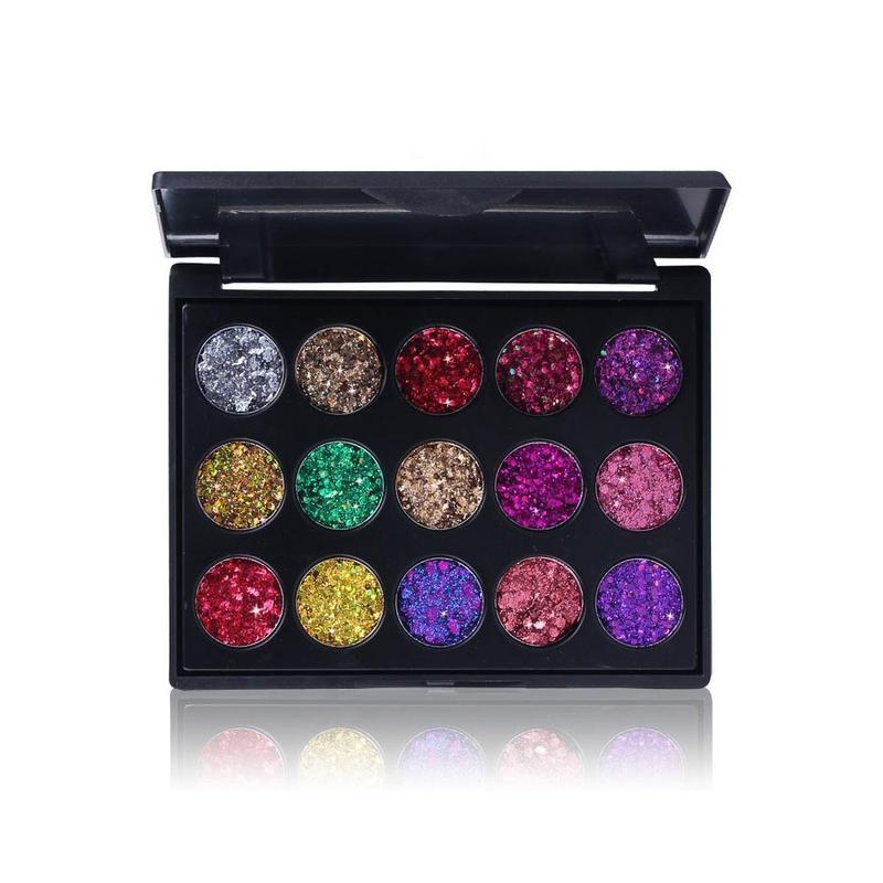 Random Color Eyeshadow Palette, 1 Count 15 Colors Glitter Eyeshadow Palette, Eye Shadow Powder Makeup Pallet