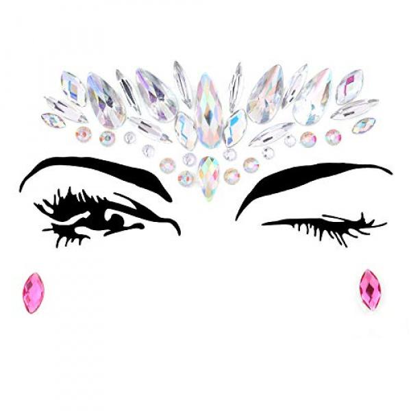 6 Sets Women Mermaid Face Gems Glitter,Rhinestone Rave Festival Face Jewels,Crystals Face Stickers, Eyes Face Body Temporary Tattoos