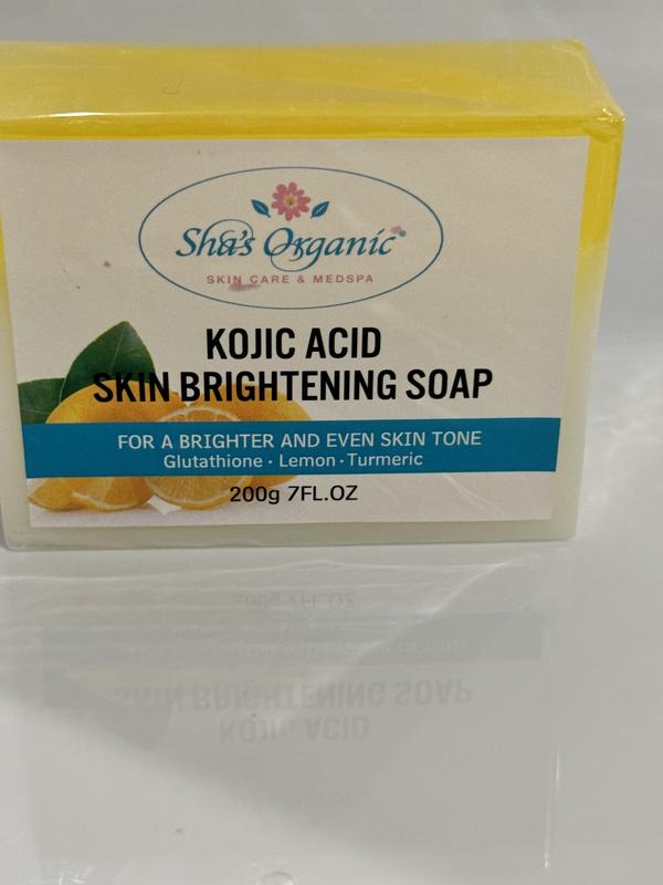 Sha's Kojic Acid Nourishing Skin Brightening Soap Moisturizing Gentle Body Care Body Wash Cleanser Organic Coconut Organic Shea Butter