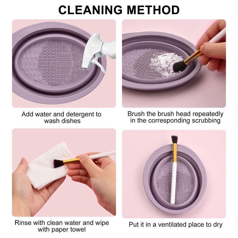 Comfort Silicone Makeup Brush Cleaning Mat, Cosmetic Brush Cleaning Pad with Suction Cup, Makeup Brush Cleaner Pad,Makeup Cosmetic Too for Women&Girls