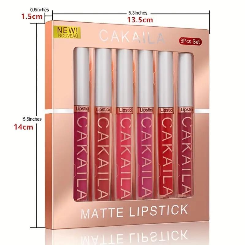 Long-lasting Matte Liquid Lipstick Set, 6 Counts set Waterproof Lip Gloss, Suitable for All Skins, Girls and Women Makeup Accessories