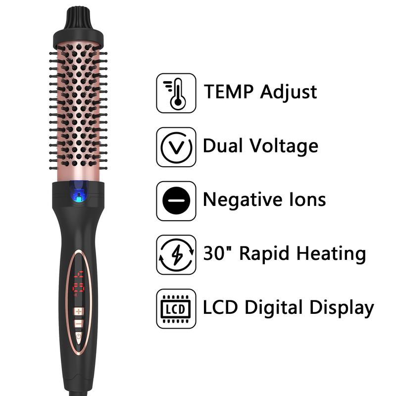 2024 New Upgrade 1.25 Inch Thermal Brush Create Loose & Volume Curls Digital Display 9 Heat Settings Tourmaline Ionic Hair Curler 1 1 4 Inch Curling Iron Straightener Dual Voltage for Traveling