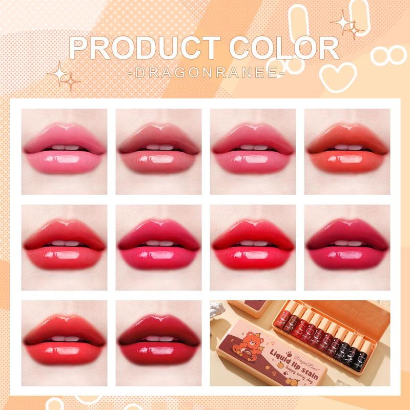 Mirror Liquid Lip Stain, 10pcs set Moisturizing Glossy Lip Glaze Stick, Lip Gloss, Easy Coloring Lip Stick, Plumping Lip Oil for Girls & Women, Makeup Products