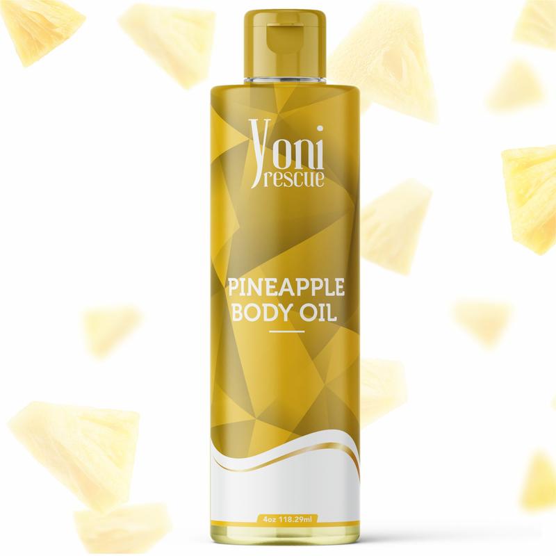 Pineapple Body Oil, 4oz, with Apricot, Jojoba, Avocado Oils & Vitamin E Oil, Fast-Absorbing, Nourishes and Hydrates Skin, Skin Repair, Body Care, Ideal for All Skin Types, Pineapple Fragrance Moisturizer by Yoni Rescue