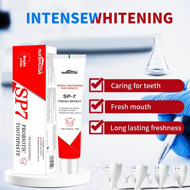 NASHUDA SP-7 DEEPLY WHITENING TOOTHPASTE EnhancedFormulaBalances The OralMicrobiome,Removes Stains, AndProvides Longlasting Fresh Breath