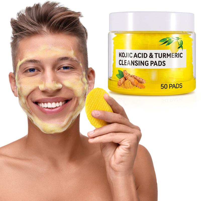 Kojic Acid & Turmeric Cleansing Pads - Exfoliating Summer Facial Pads for All Skin Types, Unisex