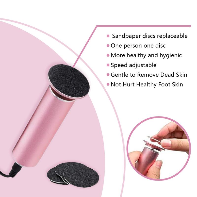 GGV Electric Foot File. Dead Skin Remover for Feet with 60 Replaceable Sandpaper Pieces, Callus Removal Tool for Feet, Small Nail Care Pedicure Tool   Toe File   Gift for Parents Compact Lightweight