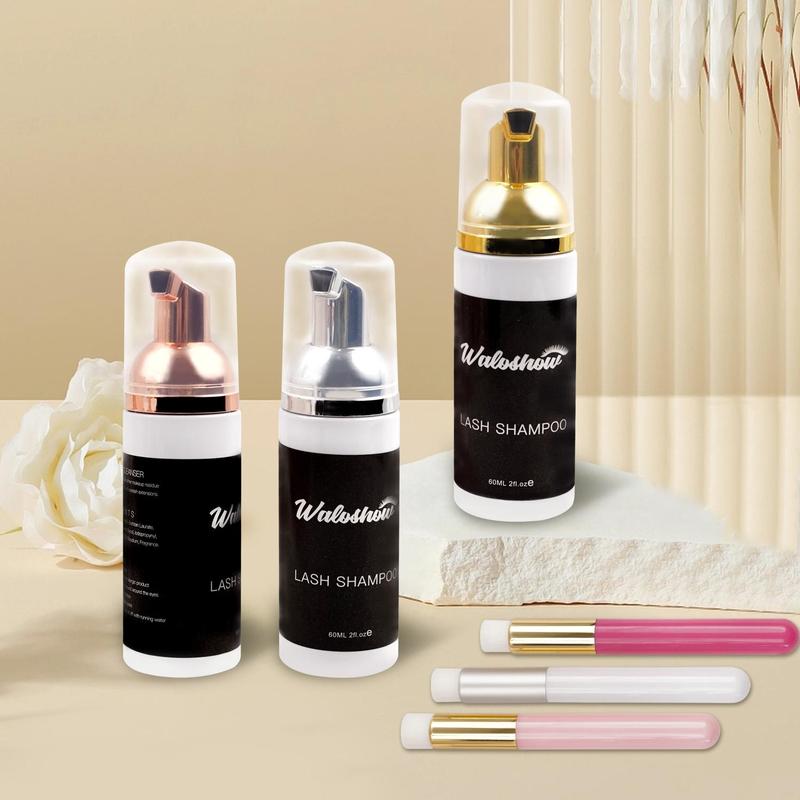 Eyelash Makeup Shampoo Set, 1 Set Eyelash Extension Foam & Brush, Professional Eyelash Extension Cleaning Products for Salon and Home Use