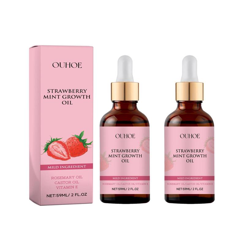 Strawberry Mint Hair Oil, 2 Counts set Natural Hair Care Oil, Moisturizing Hair Oil for Dry & Damaged Hair, Hair Care Product for Women & Men