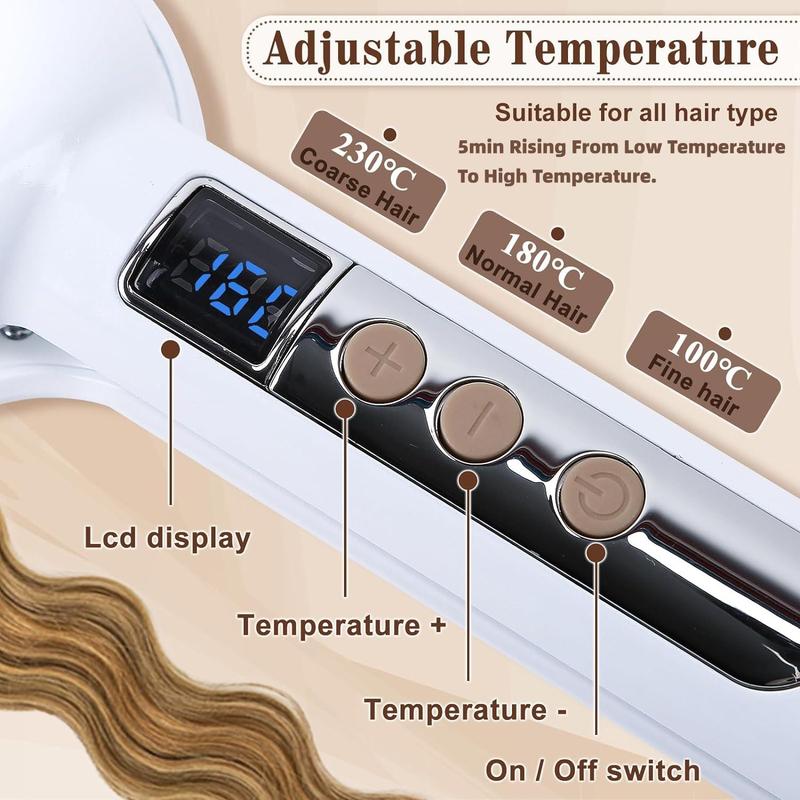 Electric Hair Curling Wand with Lcd Display, Adjustable Hair Styling Curler for Women, Professional Hair Styling for Beach Waves, Curling Irons