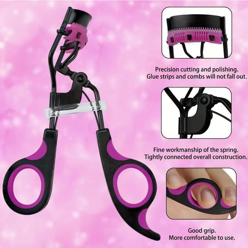 Eyelash Curler & Replacement Pad Set, 1 Set Eyelash Curler with Build in Comb, Professional Beauty & Personal Care Makeup Tool for Women, Christmas Gift