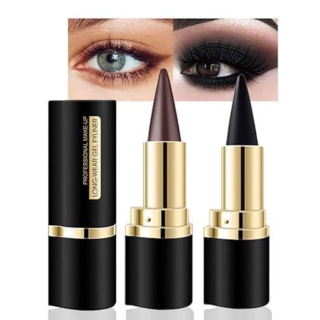 2 Pcs Black Gel Eyeliner, Easy To Use, Matte Waterproof Eye Liner Pencils, Eye Black Eyeshadow Stick Makeup, Delineador De Ojos Contra El Agua Brush Lipliner Cosmetic Wife Silky Pigment Gift livaclean