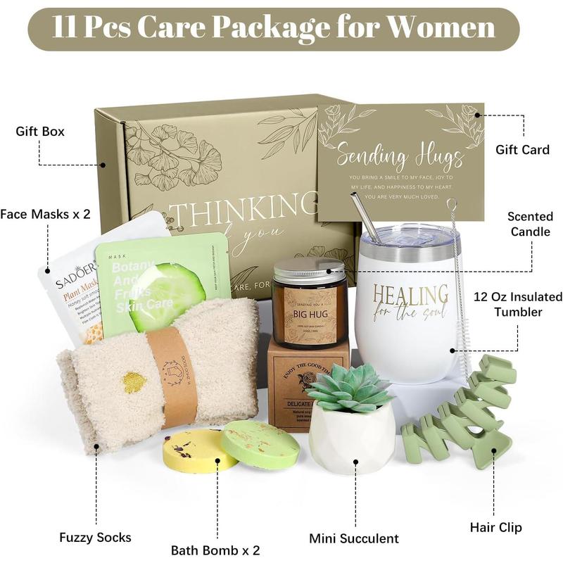 Thinking of You Care Package for Women - Get Well Soon Gift Basket for Sick Friend After Surgery Gifts Feel Better Gifts for Women, Sympathy Gift Baskets Sending Hugs, Self-Care Spa Gifts for Women