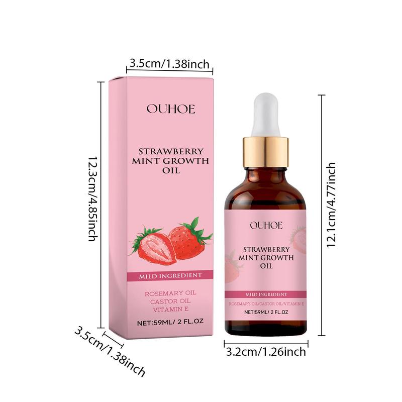 Strawberry Mint Hair Oil, 2 Counts set Natural Hair Care Oil, Moisturizing Hair Oil for Dry & Damaged Hair, Hair Care Product for Women & Men