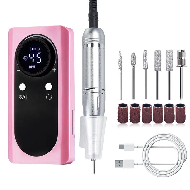 Rechargeable Nail Drill, 35000RPM Electric Nail File Machine Professional Acrylic Gel Nails Remover with Drill Bits, Portable Efiler Manicure Supplies for Polishing Grinding, Home Salon Use Aluminum Nail Art Nail Care Cordless Set Cutics