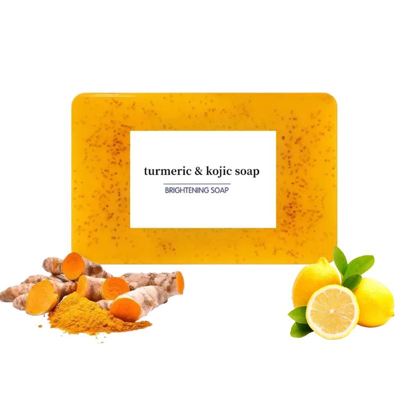 Turmeric & Kojic Acid Soap – Natural Skin Care with Lemon for Flawless Body Wash & Facial Cleanser, Repairs Skin, Enhances Comfort & Even Tone – Includes Soap Saver Bag