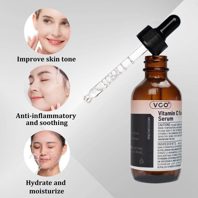 VGO Vitamin C Facial Serum Essence 30 60ml and Pro-Xylane face Cream Ultimate Hydration and Nourishment for Radiant Skin Hydrating USA Skin Care Set