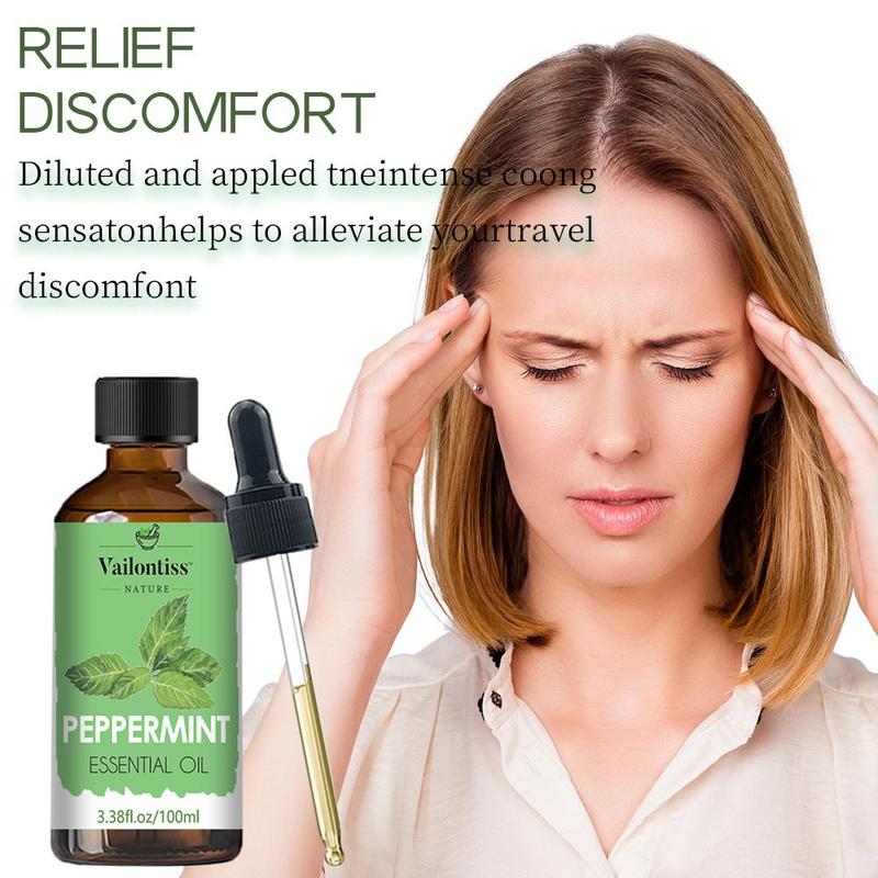 Vailontiss Peppermint Essential Oil, Large Capacity Pure Peppermint Essential Oil, Premium Quality, Includes A Dropper, Suitable for Facial and Body Skincare, Facial Care, Body Care, Nail Care, Hair Care and Eyelash Care, Ideal for Use in Spas, Yoga