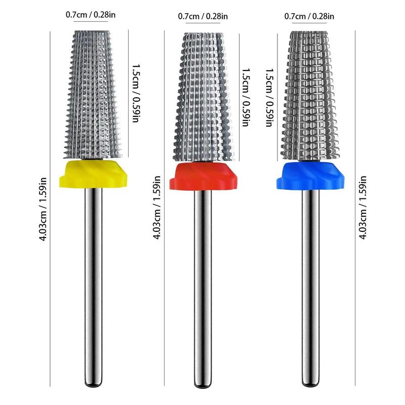 5 in 1 Nail Drill Bit Set, 3 Counts Two Way Rotate Use for Both Left and Right Handed, Nail Drill Bit Set for Acrylic Nail Gel