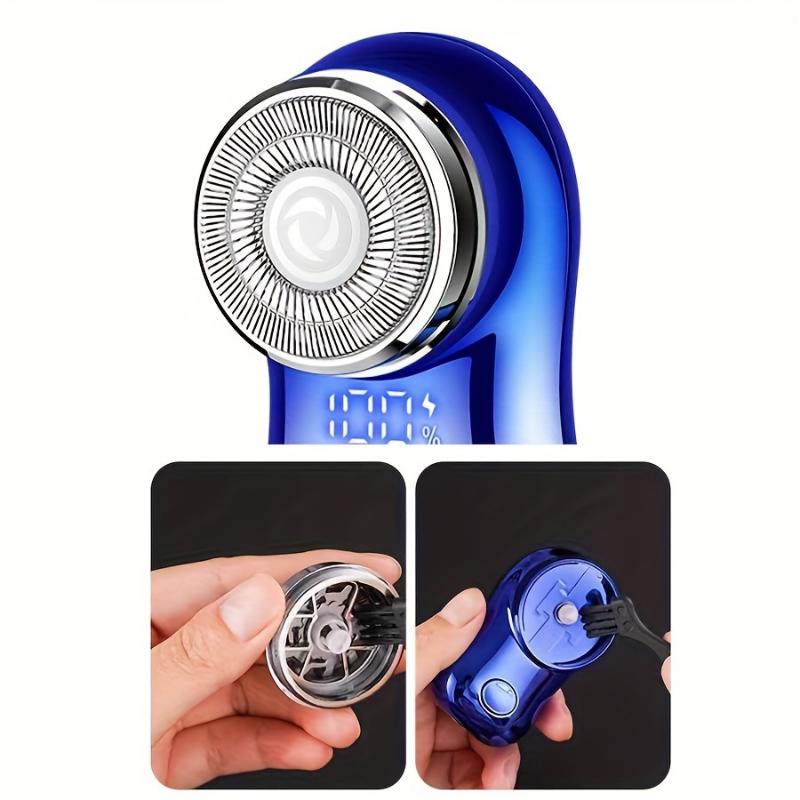 Compact Mini Electric Shaver - Electric Razor with Efficient Dual Ring Blade Net, Intelligent Digital Display, Detachable Blade Head, Easy Cleaning, Type-C High-Speed Charging, Worry-Free Travel, and Portable Design Beard shaver