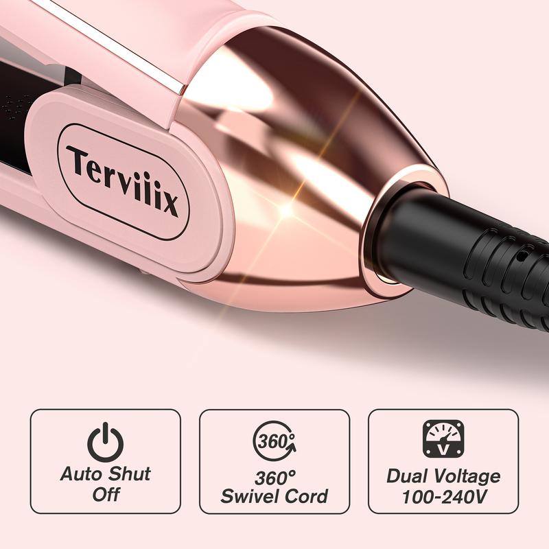 Terviiix Titanium Flat Iron Hair Straightener - ARC Non-Snagging for Smooth, One-Swipe Results, Salon-Grade Straightening Iron Saves Time on Thick, Curly, Black & Natural Hair