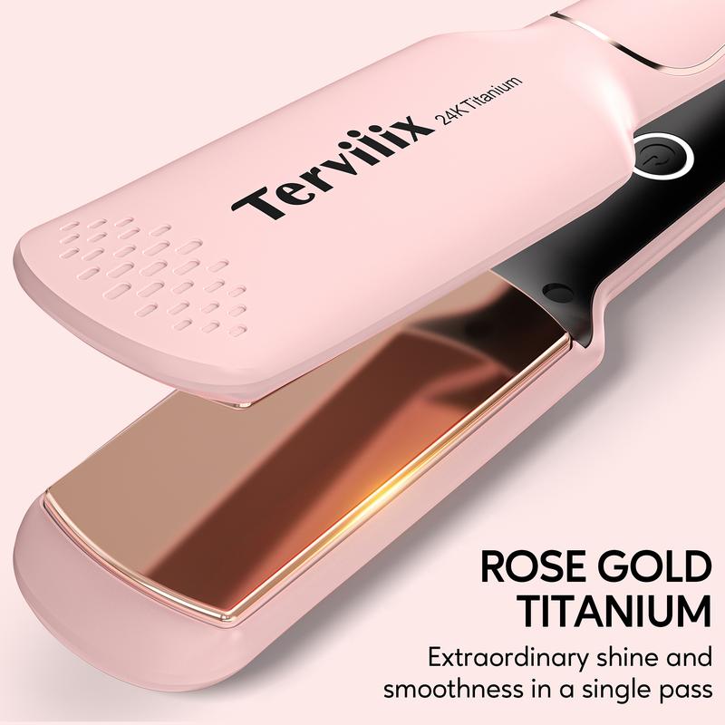 Terviiix Titanium Flat Iron Hair Straightener - ARC Non-Snagging for Smooth, One-Swipe Results, Salon-Grade Straightening Iron Saves Time on Thick, Curly, Black & Natural Hair