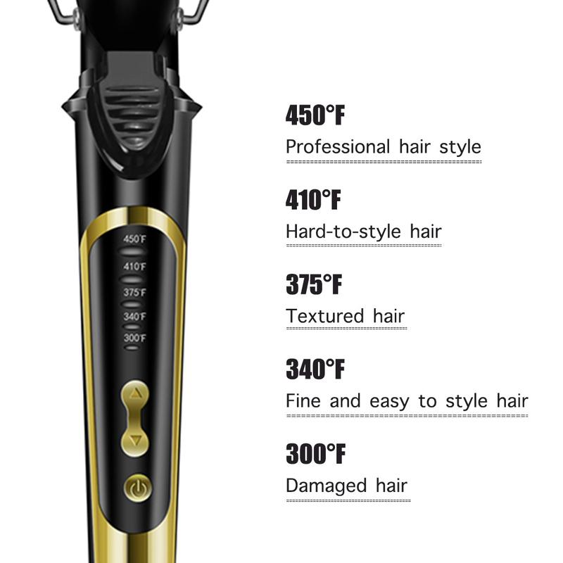 Lanvier 1.25 Inch Curling Iron, Extra Long Barrel 1 1 4 Inch Curling Iron for Medium & Long Hair up to 450°F Worldwide Dual Voltage Hair Curler for Traveling, Hair Waving Style Tool – Black