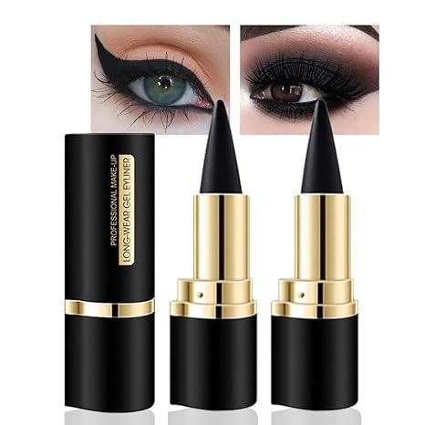 2 Pcs Black Gel Eyeliner, Easy To Use, Matte Waterproof Eye Liner Pencils, Eye Black Eyeshadow Stick Makeup, Delineador De Ojos Contra El Agua Brush Lipliner Cosmetic Wife Silky Pigment Gift livaclean