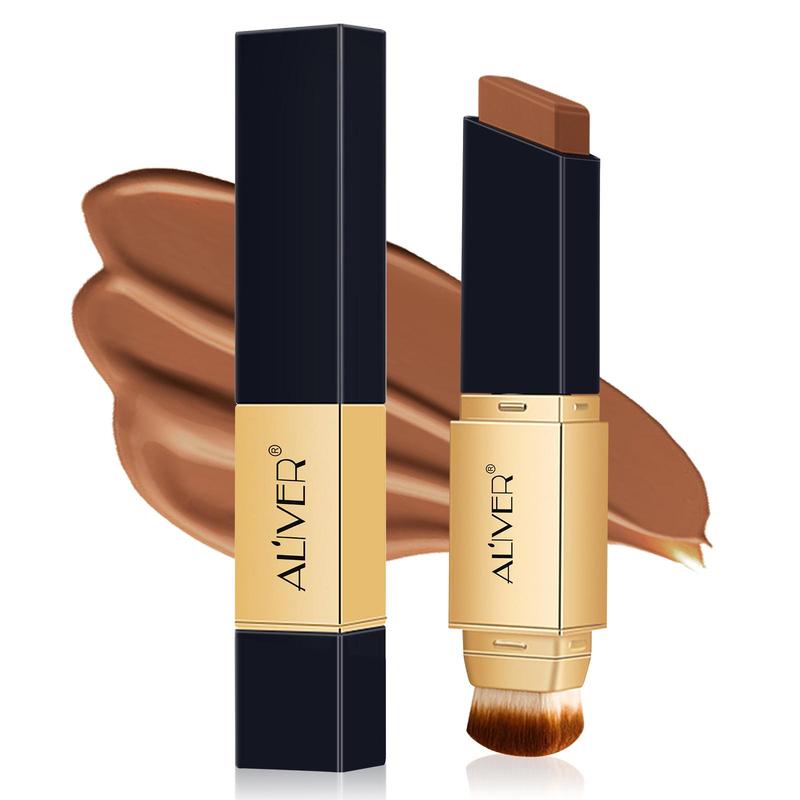 New Arrival: Aliver 2-in-1 Color Changing Concealer & Foundation Stick with Brushes – Long-Lasting Full Coverage Makeup, 3 Shades