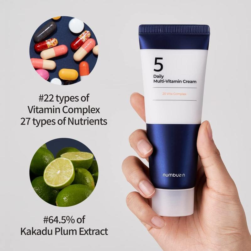 [Numbuzin] No.5 Daily Multi-Vitamin Cream 60ml, Vitamin C, Panthenol, Niacinamide, Non-Sticky Finish, Korean Skin Care for Face