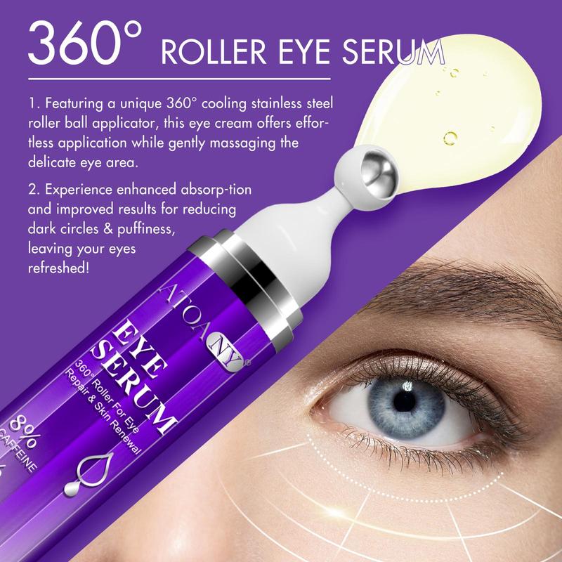 Caffeine Eye Serum, Hydrating & Firming Eye Serum, Roller Ball Application Design Eye Care Essence for Girls