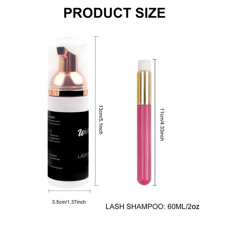 Eyelash Makeup Shampoo Set, 1 Set Eyelash Extension Foam & Brush, Professional Eyelash Extension Cleaning Products for Salon and Home Use