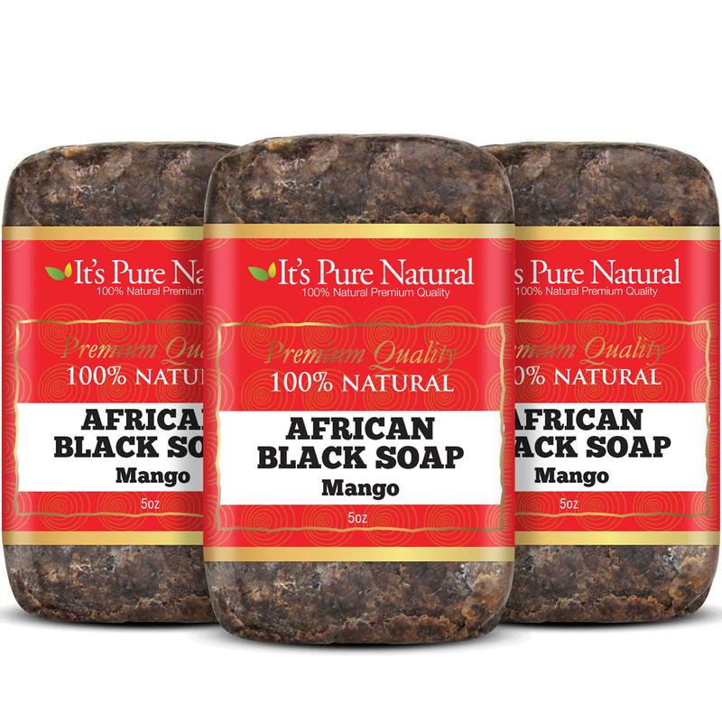 It's Pure Natural African Black Soap Bars Mango (Pack of 3) Organic Raw Soap for Face & Body [Made in Ghana] Body Care Body Wash