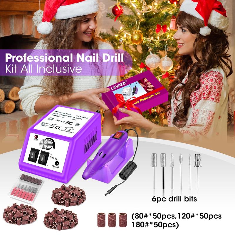 Professional Electric Nail Drill Machine Nails File Electric Nail Drill Kit Low Noise Vibration with 156pcs Sanding Bands for Acrylic Nail Drill Gel Art Remover Polisher Manicure Pedicure