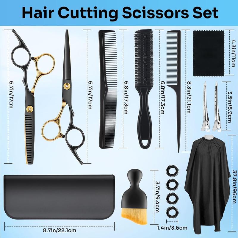 15 Pcs Hair Cutting Scissors Kit, Professional Stainless Steel Hairdressing Shears Set with Thinning Scissors  Haircare Heatless Haircare Heatless