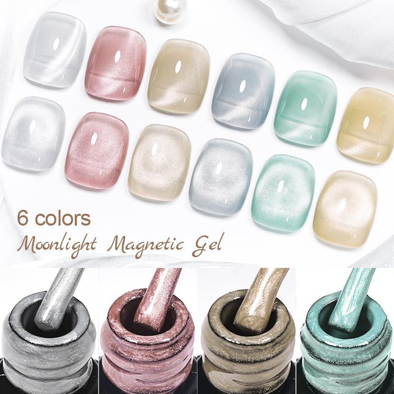 Magnetic Gel Nail Polish Set with Base Gel & Top Coat, 9 Counts set Shiny Aurora Cat Eye Effect Magnetic Gel, for Nail Art Enthusiasts and Beginners, Christmas Gift