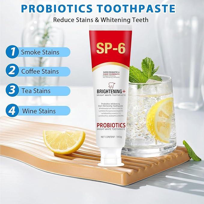 SP-6 Toothpaste Remove smoke stains, Oral Health Management,Fresh Breath,Probiotic Toothpaste for Oral Health Management, with Sodium Saccharin and Lactobacillus,Hydroxyapatite, Whitening Toothpaste Fresh Breath whitening  toothpaste