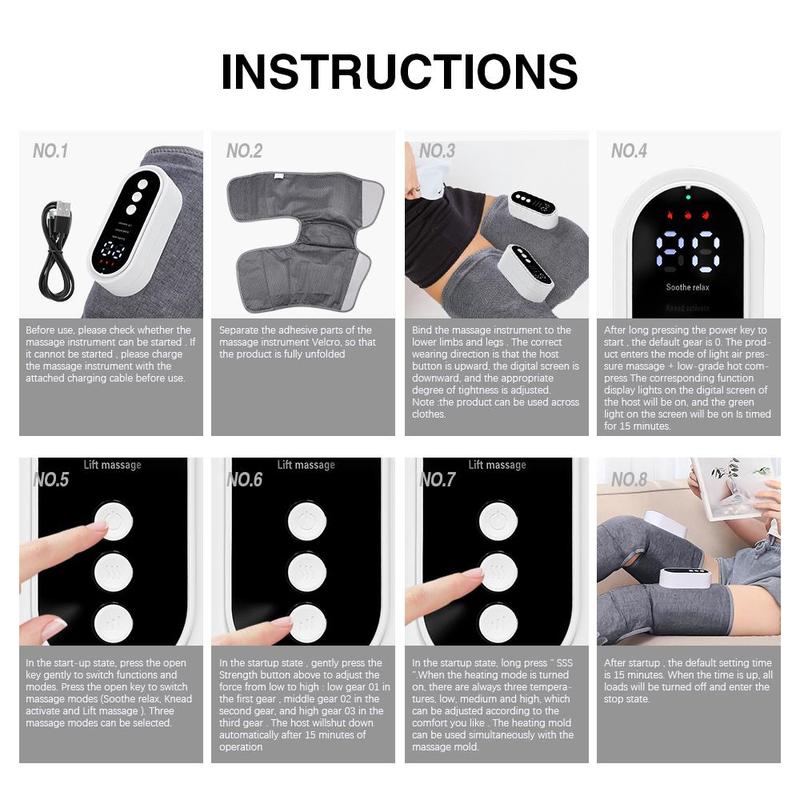 Electric Leg Massager, 1 Pair 3 Modes Intensities Air Compressor Leg Massager, 360° Wrap with Timer Function, Gift for Family and Friends